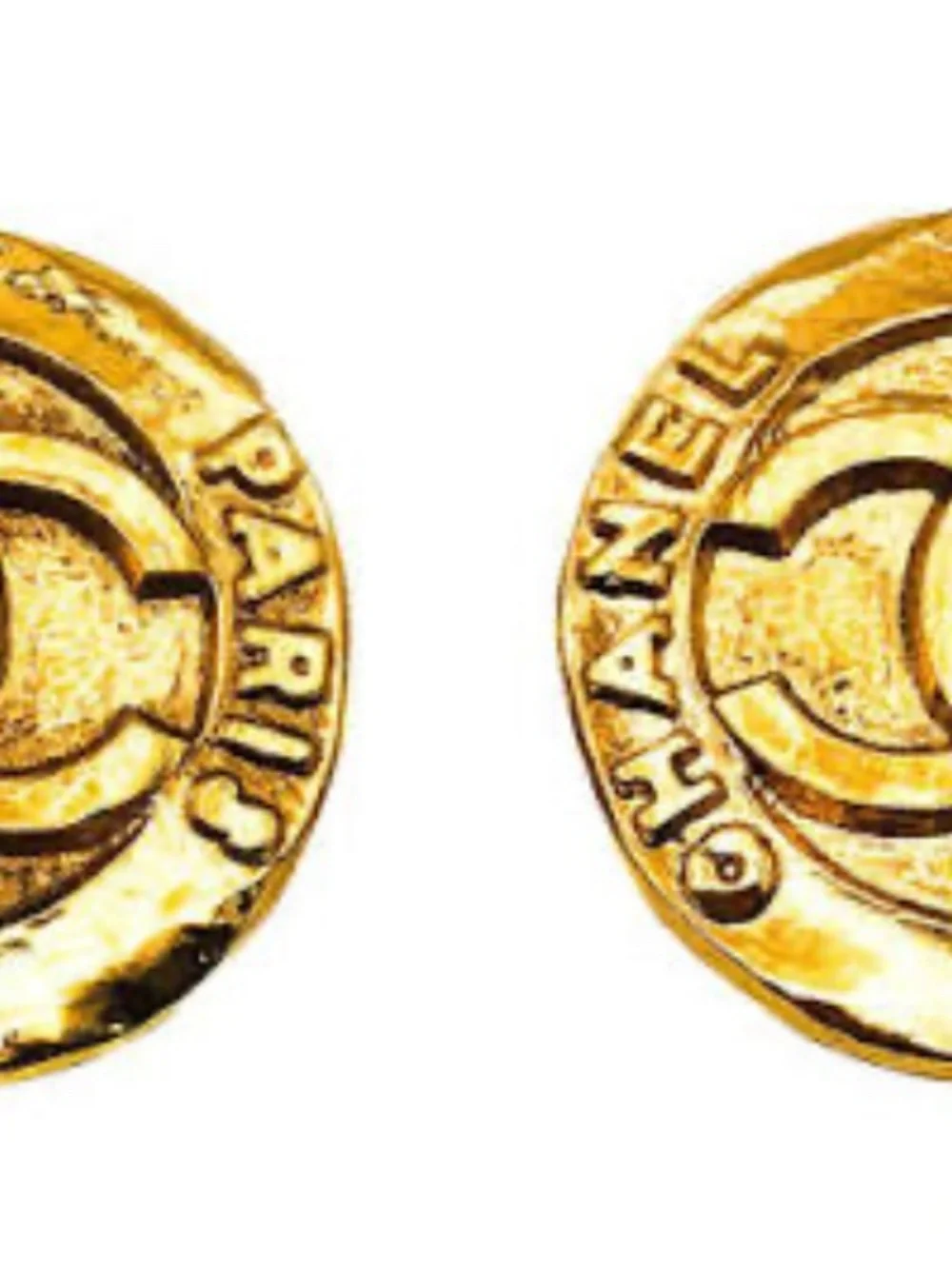 CHANEL Gold-Tone Interlocking CC Coin Earrings